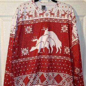 Rage On "Merry Bucking Christmas" Men's Red/White Crewneck Sweatshirt - Size XL